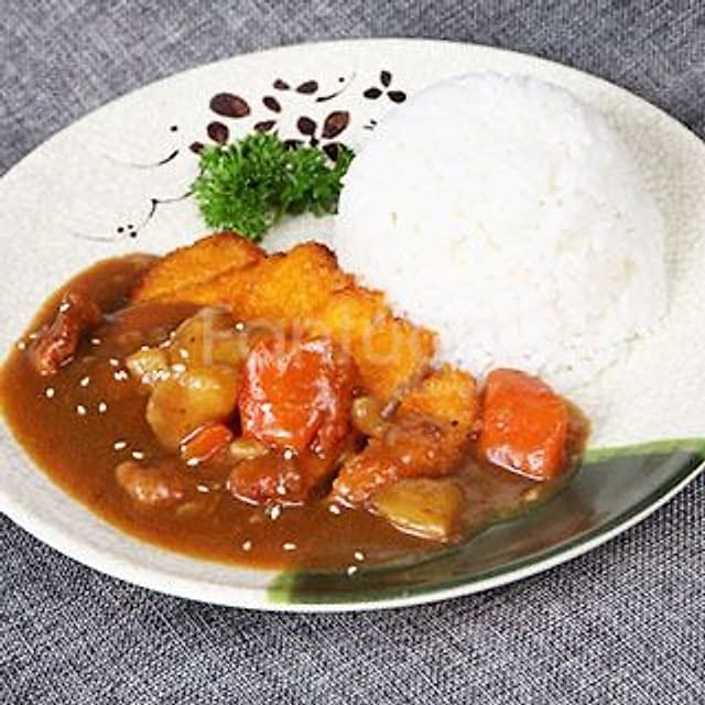 Curry Pork Chop on Steamed Rice — 咖哩豬扒飯